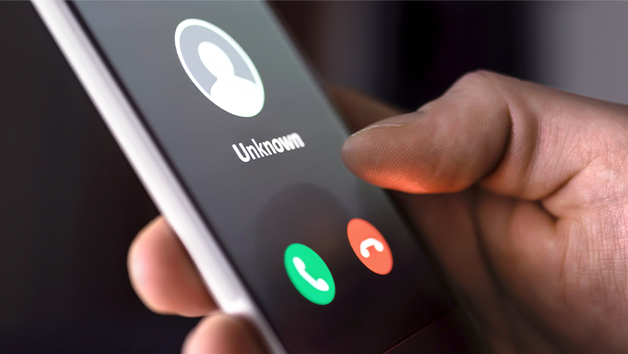 Unknown caller on phone.