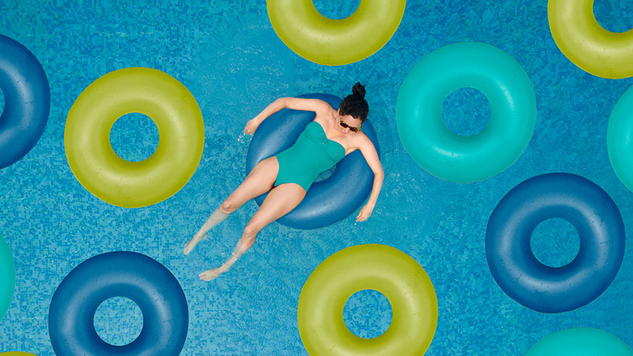 Woman in pool.