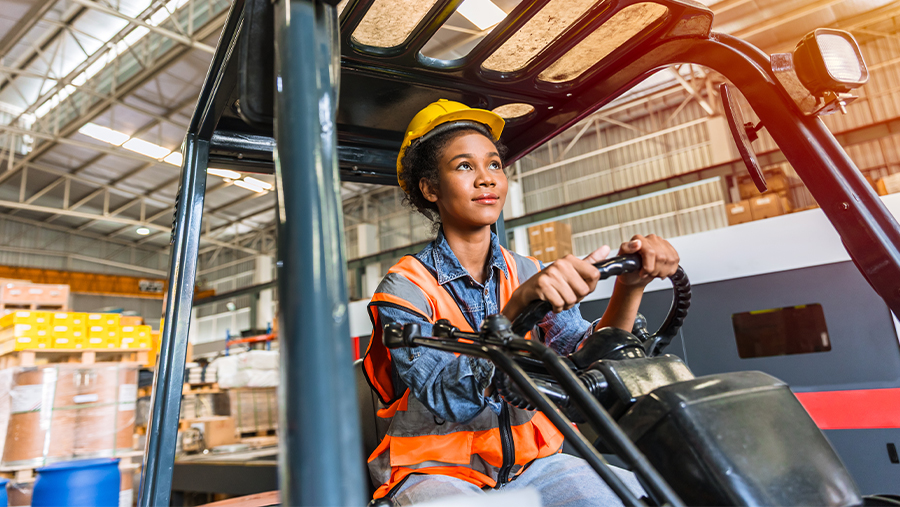 Woman on a forklift!
