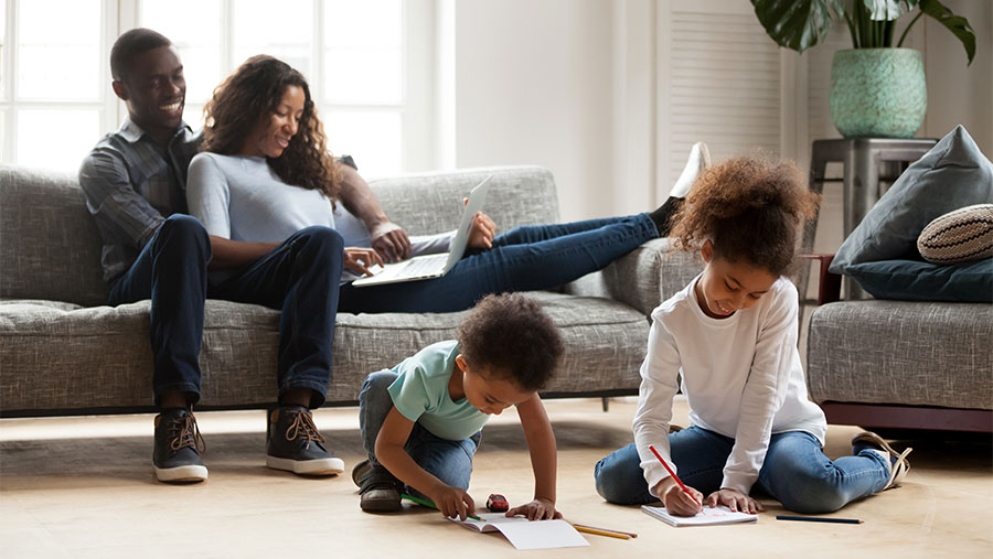 Family relaxing at home
