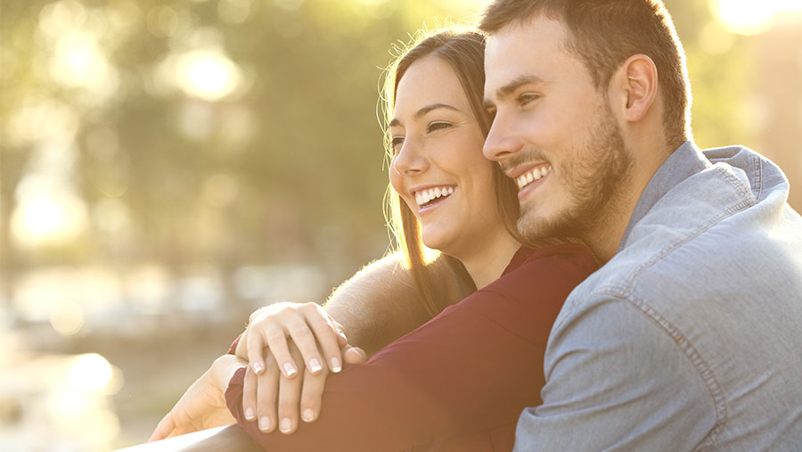 Couple smiling